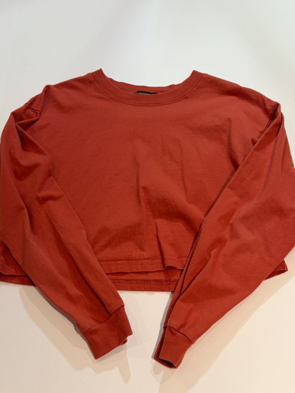 Forever 21 Rust Red Cropped Long Sleeve Tee Women's Medium